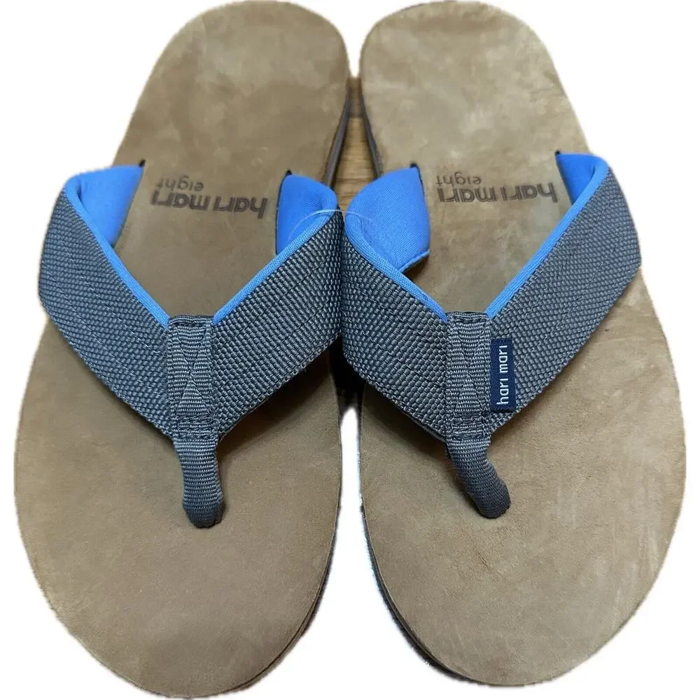 Hari Mari Size 8 Scouts Gray And Blue Sandals Flip Flops New!